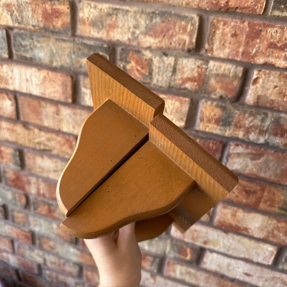 Vintage Wood Floating Heart Cutout Wall Shelves Set of 2 Brown Farmhouse Decor